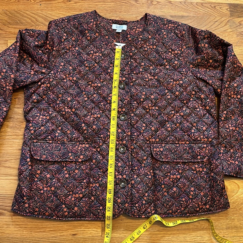 Croft & Barrow Women’s XXL Brown Orange Button down Quilted Floral Jacket - Picture 7 of 11